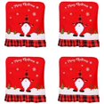 thumbnail image 1 of Fundas para sillas navideñas, juego de 4 Gorro de gnomo de alce de Papá Noel Fundas traseras de silla navideñas para decoración de cocina del hogar, A, 1 of 5