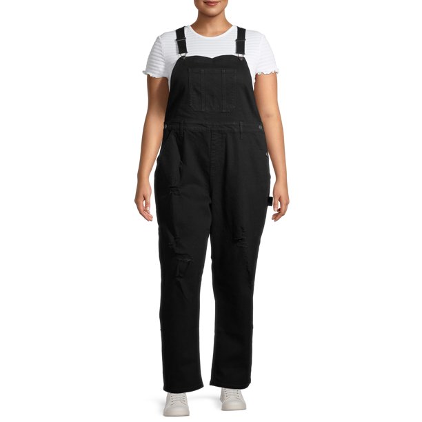 No Boundaries No Boundaries Juniors' Plus Size Vintage Destructed Roll Cuff Overalls Walmart
