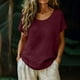thumbnail image 1 of Craaazy Women's Oversized Short Sleeve Tunic Tops, Lightweight Cotton Linen Casual Shirt, Breathable Crew Neck Blouse for Everyday Outfits Gifts, 1 of 5