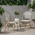 thumbnail image 1 of DAJU Outdoor PE Ratten and Aluminum French Bistro Chairs,Set of 2,Rusted Black & White,Bamboo Print Finish, 1 of 12