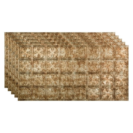 FASÄDE Traditional Style/Pattern 10 Decorative Vinyl 2ft x 4ft Glue Up Ceiling Panel in Bermuda Bronze (5 Pack)