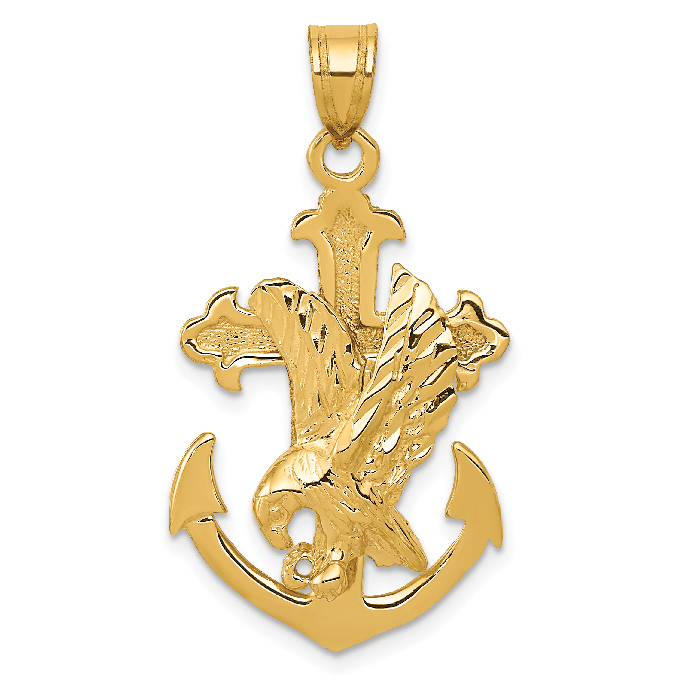 Unique Sterling Silver Nautical American Eagle Mariners Anchor Pendant Necklace