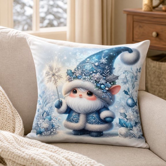 Novryn Christmas Themed Pillowcase, Snowman Santa Cushion Cover for Sofa, 18 x 18 Inch, Cozy Home Textile Decor for Everyday Comfort