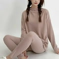 thumbnail image 4 of Lopecy-Sta Womens Pajamas Set 2 Piece Lounge Wear High Neck Long Sleeve Tops & Pjs Bottoms Home Clothes Pajamas Set Casual Loungewear Sleepwear Sets, 4 of 5