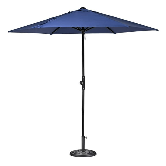 Yescom 7.5ft Outdoor Patio Umbrella with Base Included Heavy Duty Weighted Stand Holder with Scale Tilt Sunshade Garden Parasol for Yard Deck Market Pool Navy Blue