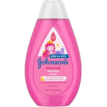 JOHNSON'S Shiny & Soft Tear-Free Kids' Shampoo with Argan Oil, 13.6 oz (Pack of 2)