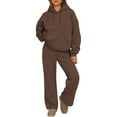 thumbnail image 2 of HKYNLAG Sweatsets Women 2 Piece Outfit Casual Hoodie Sweatsuit Sets Wide Leg Lounge Sets Running Workout Sets Matching Tracksuit Coffee XL, 2 of 6
