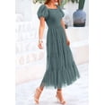 thumbnail image 3 of Vestido PRETTYGARDEN Midi de Tul con Fruncido y Mangas Abullonadas en Salvia S, 3 of 7