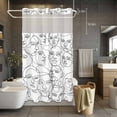 thumbnail image 2 of No Hook Shower Curtain with Snap in Liner, Modern Character Face Abstract Line Arts Waterproof Fabric Bathroom Curtain Mesh Top Window, White Shower Curtains 36x72in, 2 of 9