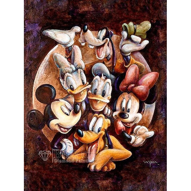 Kit de pintura de diamantes de polvo de Disney Pirates, Mickey, Minnie, Hada, Pato Donald, Tigger, mosaico de diamantes de imitación hecho a mano, arte, regalo para niños