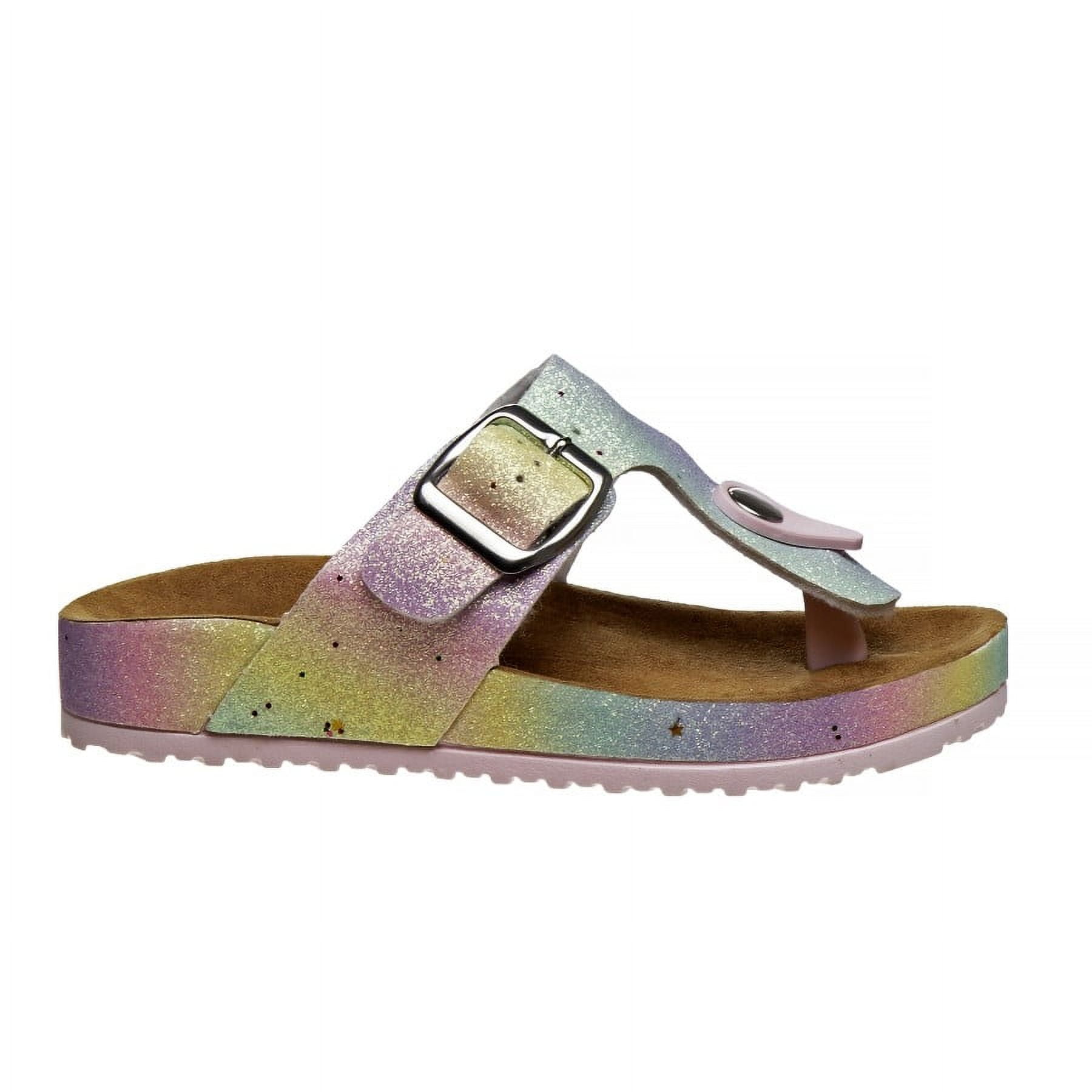 Kensie Girl Thong Flat Heel Kids Cork Sole Flip-Flops with Buckle Strap - Pink , 3