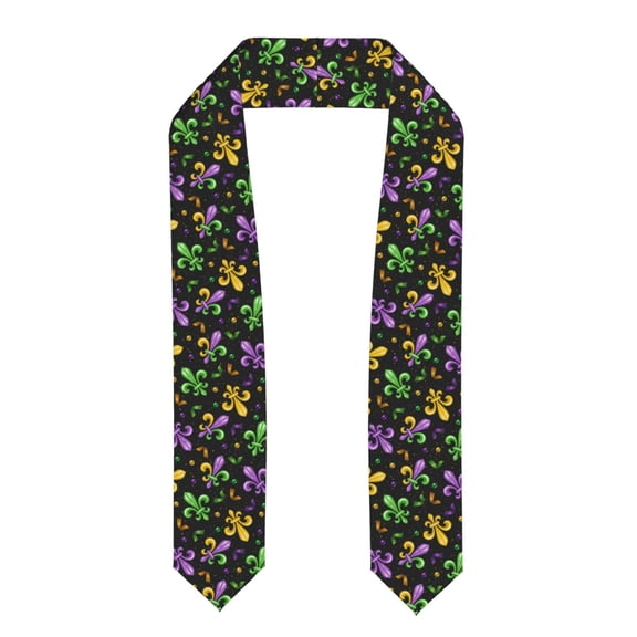 Logiee Mardi Gras Carnival4 Print Unisex Adult Graduation Stole Shawl 72" Long for Academic Commencements Shawl-Flattened