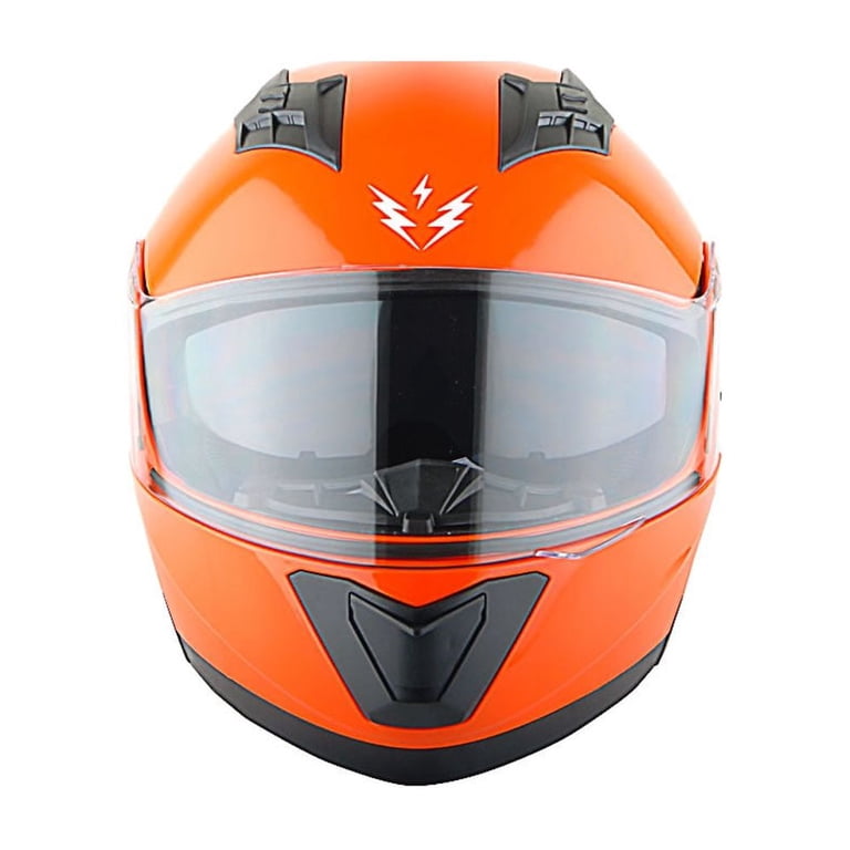 full face orange motorcycle helmet S-M7 Core - MX with a stripped 1Storm Motorcycle Modular Full Face
