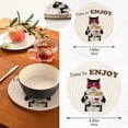 thumbnail image 3 of SKYSONIC Cat Love Coffee Quote Pot Holders Trivets, 2 Pcs Heat Resistant Trivets,Funny Kitten Cotton Thread Weave Mats for Hot Pads Pans Pot Bowl Teapot for Kitchen Decor, 3 of 7