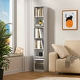 thumbnail image 4 of Bookshelf, 6-Tier Open Bookcase, Corner Bookcase with Storage, Floor Standing Unit, Cloud White, 70.9 Inch Tall, 4 of 9