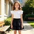 thumbnail image 2 of SUYIDA Girls Layered Ruffle Shorts Casual Summer Wear Lightweight Comfort Easy Move Back to School Spring Outfit Shorts, 2 of 5