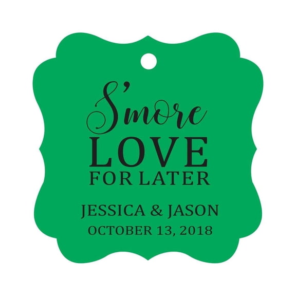Darling Souvenir S'More Love For Later Tag Custom Favor Fancy Hang Tags -Green-50 Tags