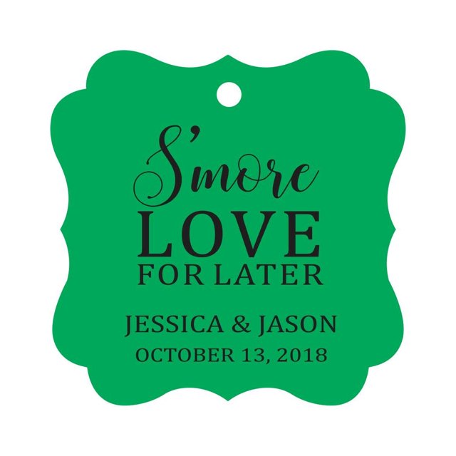 Darling Souvenir S'More Love pour Plus Tard Tag Faveur Personnalisée Fantaisie Suspendue Tags -Vert-50 Tags