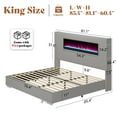 thumbnail image 3 of Merluxy Modern King Size Bed Frame with Fireplace and Tall Headboard, Corduroy Upholstered Wingback Platform, Greige, 3 of 10