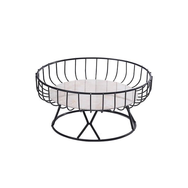 Cesta de almacenamiento Bearachild Bandeja de frutas hierro Decoración del hogar Negro grande
