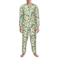 thumbnail image 3 of Susaid Lilies Flowers Print Men's Long Sleeve Pajama Set, Two-Piece Button-Down Loungewear PJs Set, Comfortable Sleepwear for Relaxation-X-Large, 3 of 7
