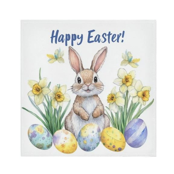 Satin Napkin Square 20 Inches Soft Smooth Decorative Napkins for Party Wedding Banquet and Dinner A Cute Watercolor Easter Bunny