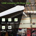 thumbnail image 2 of 4FT 120W LED Shop Light Linkable, 13000lm(400w Equivalent), 5000K Utility Shop Lights for Garages, Workshops, Basements, Hanging or FlushMount, with Power Cord and Pull Chain, ETL, 2 Pack, 2 of 7