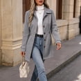 thumbnail image 4 of Biaocheng Women's Double Breasted Trench Coat Casual Long Sleeve Lapel Collar Belted Mid-Length Jacket with Pockets Solid Color Fall Winter Outerwear, 4 of 5