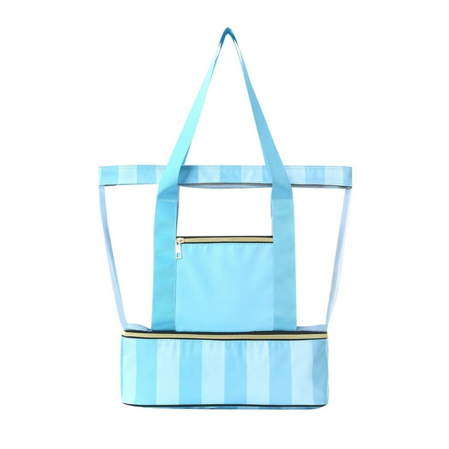 Double Layer Beach Bag Large Capacity Portable Swimming Bag Travel Handheld Beach Bag Swimsuit Storage Bag