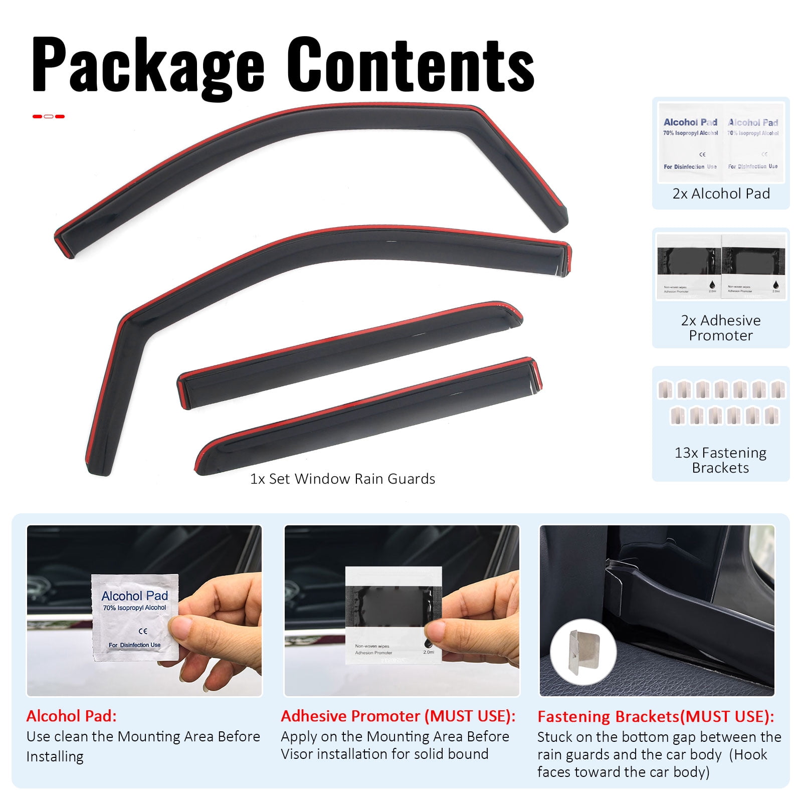 Ikon Motorsports In-Channel Window Visors Sun Shades Vent Rain Guards Deflectors for 2009-2014 Ford F-150 Crew Cab (SuperCrew) Acrylic Smoke/Tinted
