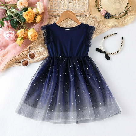 

Girls Dresses Sleeveless Lace Ruffles Tulle Princess Girls Clothes