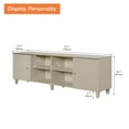 thumbnail image 4 of WAMPAT Mid-Century TV Stand with Blue LED Light，Modern Entertainment Center with Door Storage and Open Shelf for up to 75 Inch TV, TV Console Table for Living Room, Beige, 4 of 7
