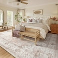 thumbnail image 3 of NewBuros 9'x12' Area Rugs, Machine Washable Non Slip Rugs for Living Room, Low Pile Water Repellent Soft Vintage Print Pattern Bedroom Carpet, Pink, 3 of 11