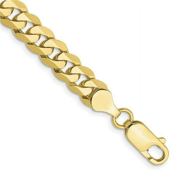 Primal Gold 10 Karat Yellow Gold 6.75mm Flat Beveled Curb Chain