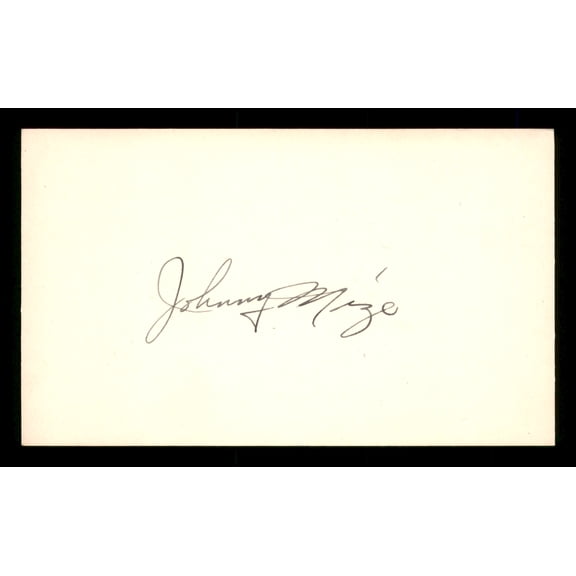 Johnny Mize Autographed 3x5 Index Card St. Louis Cardinals, New York Yankees SKU #200829