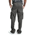 thumbnail image 2 of Plebaso Mens Cargo Sweatpants Open Bottom Wide Leg Pants Elastic Waist Drawstring Trousers Activewear, 2 of 5