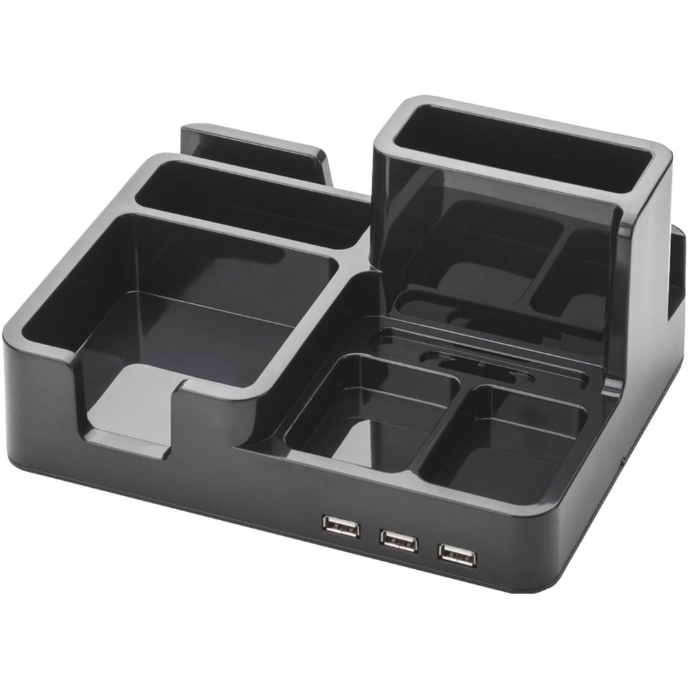 On My Desk ART79001 3Port USB 2.0 Bay Area Desktop Organizer (Black)