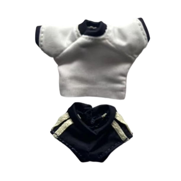 1/ Conjunto de ropa para figura femenina de 6 pulgadas: top corto y pantalones cortos. Negro