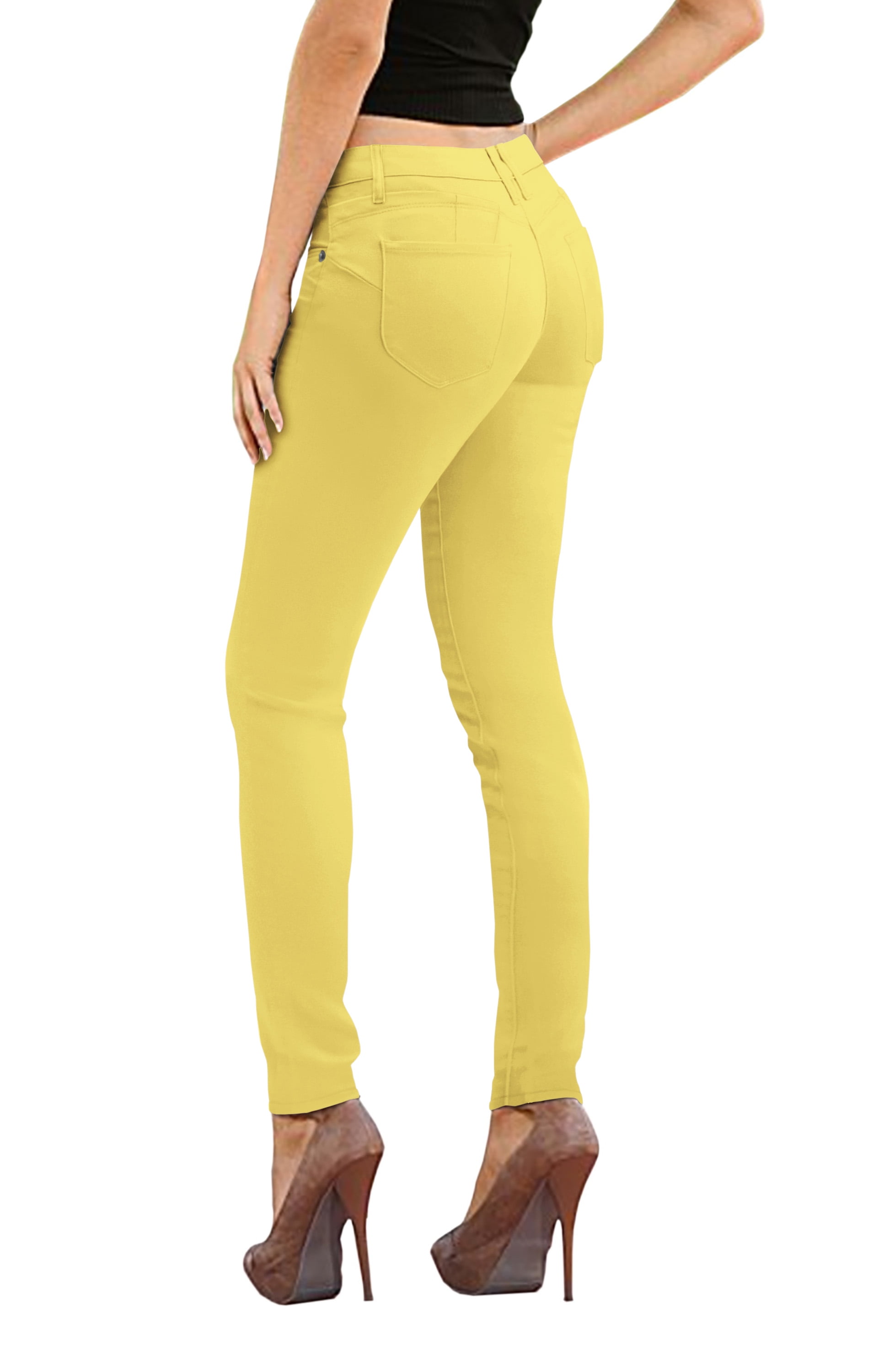 yellow stretch jeans