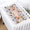 thumbnail image 4 of Baby Sports Changing Pad Cover for Girl Boy Cartoon Baseball Basketball Change Table Sheets Sports Lover Gift Soft Stretchy Fitted Changing Pad Mat Sheets 32"x16", 4 of 6