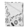 thumbnail image 2 of Leaf Soft Flannel Fleece Throw Blanket, Things from Nature in Sketch Form Birds Flowers Strawberry Sunflower Ferns Print, Cozy Plush for Indoor and Outdoor Use, 50" x 70", Black White, by Ambesonne, 2 of 5