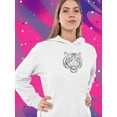 thumbnail image 2 of Black And White Tiger Sketch Hoodie Women -SPIdeals Designs, Female Small, 2 of 4