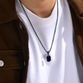 thumbnail image 4 of Collares geométricos con inicial personalizada para hombres, colgante rectangular cuadrado de acero inoxidable, impermeable, Collar con letras de A-Z, regalos para él, 4 of 4