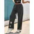 thumbnail image 6 of Casual Star Patchwork Striped Loose Straight Drawstring Waist Sports Pants, 6 of 11