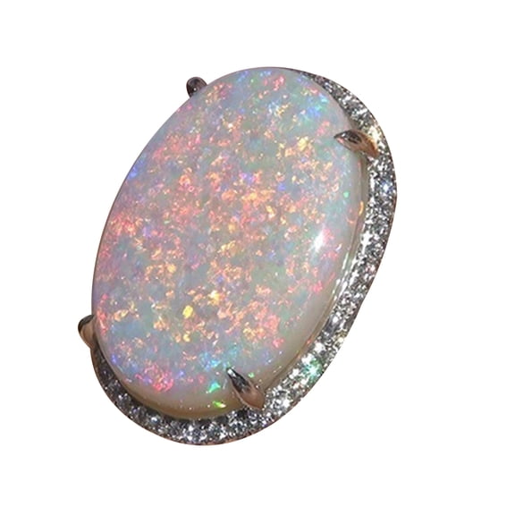 AYYUFE Women Shining Artificial Opal Stone Ring Wedding Engagement Gift