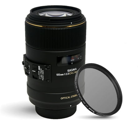 Sigma 105mm f/2.8 EX DG OS HSM Macro Lens for Nikon F + UV Ultraviolet Filter