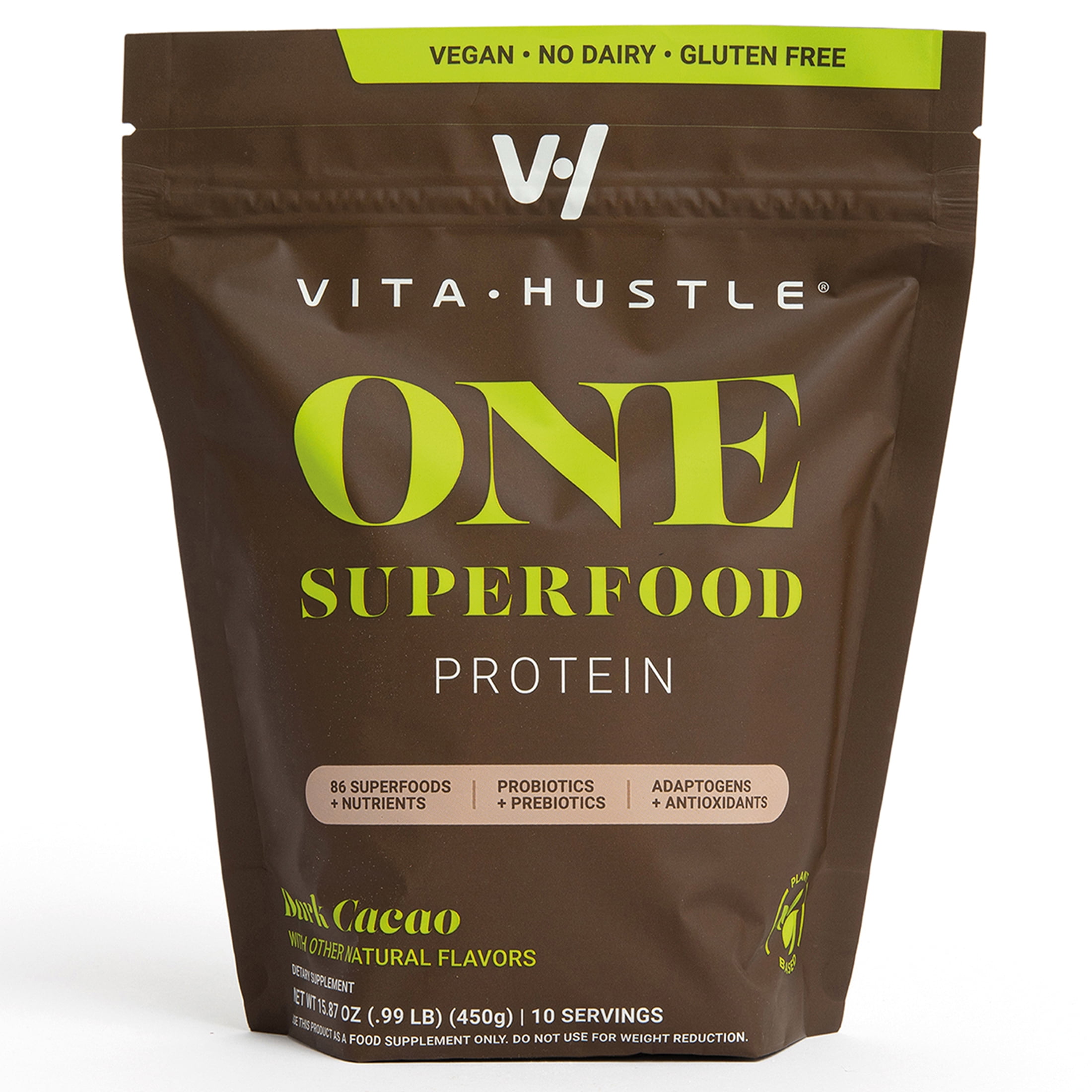 (2 pack) Superfood Protein + Greens, All-in-One Nutrition Shake with 20g Plant Protein, Chocolate, 10 Servings