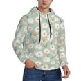 thumbnail image 2 of Pofeuu Daisies Flowers Print Mens Casual Hooded Collar Drawstring Hoodies Pullover Sweatshirts Casual Long Sleeve Shirts-Large, 2 of 7
