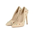 thumbnail image 5 of Women Faux Suede Multi Color Studded Pointy Toe Stiletto Heel Pump 19380, 5 of 6
