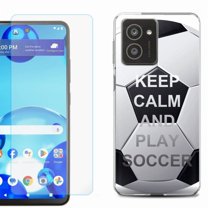For HMD Vibe Shockproof Phone Case Cover with Tempered Glass Screen Protector, by OneToughShield - Keep Calm Soccer